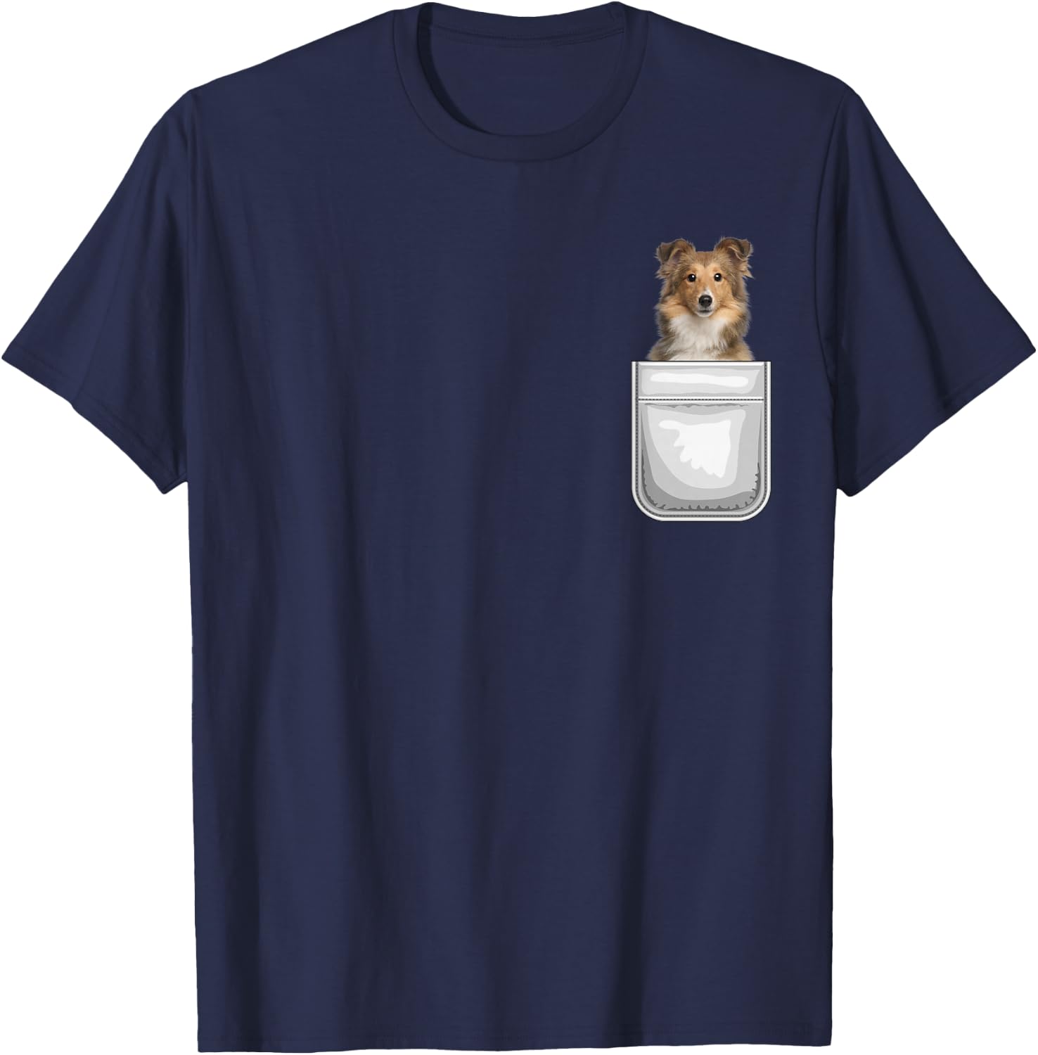 Sheltie Shetland Sheepdog Puppy Dog in Your Pocket T-Shirt - T-Shirt | Navy