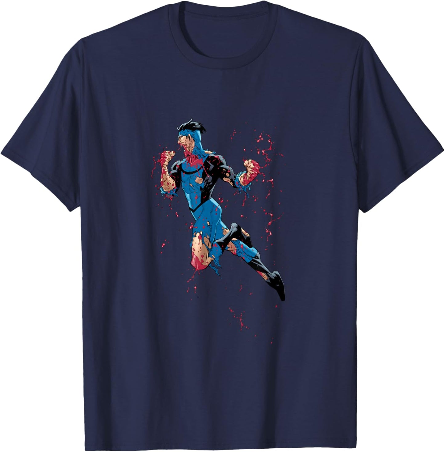 Invincible Blue Suit Battle Damage T-Shirt - T-Shirt | Navy