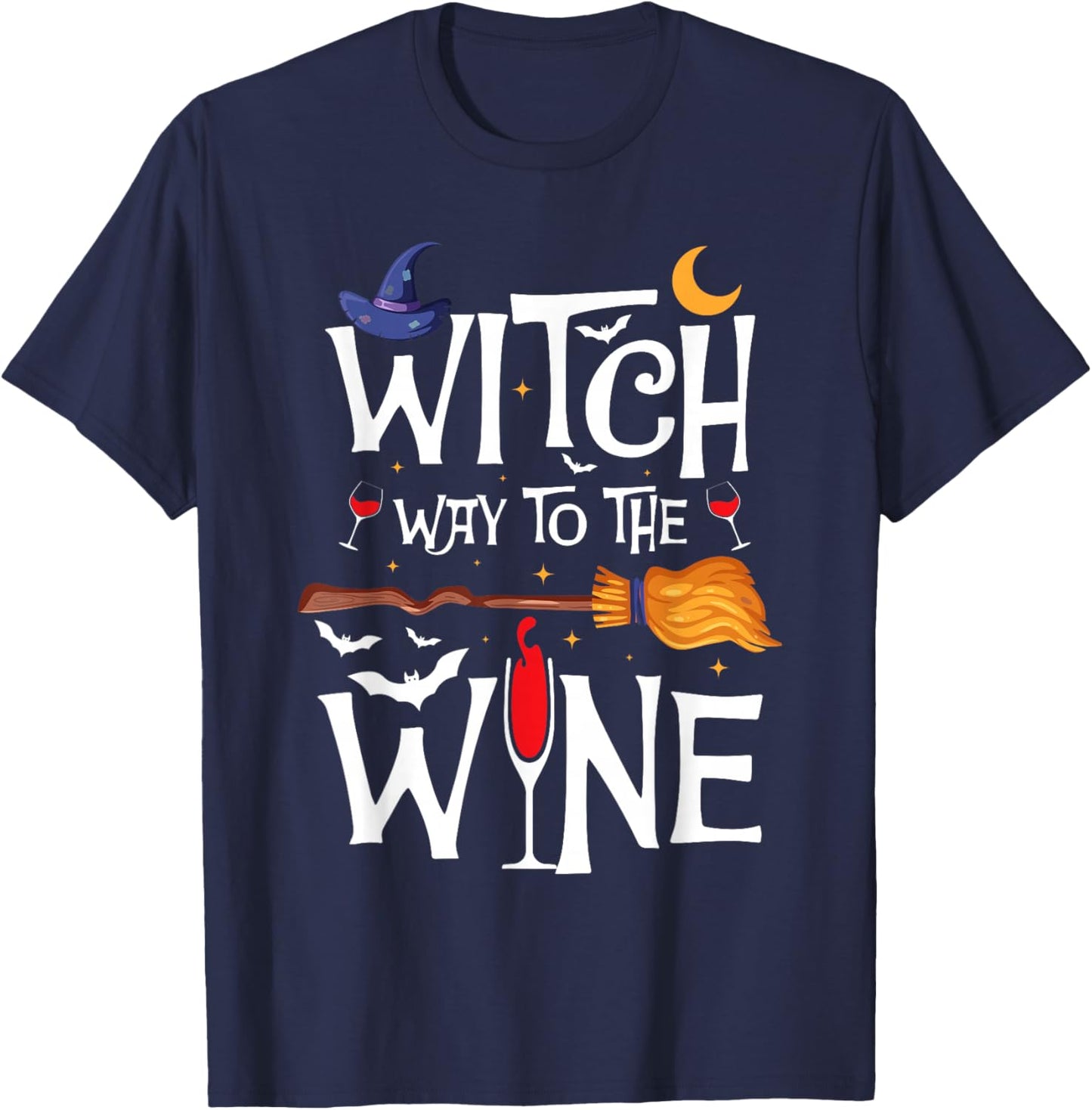 Witch Way To The Wine Halloween Party Costume T-Shirt - T-Shirt | Navy
