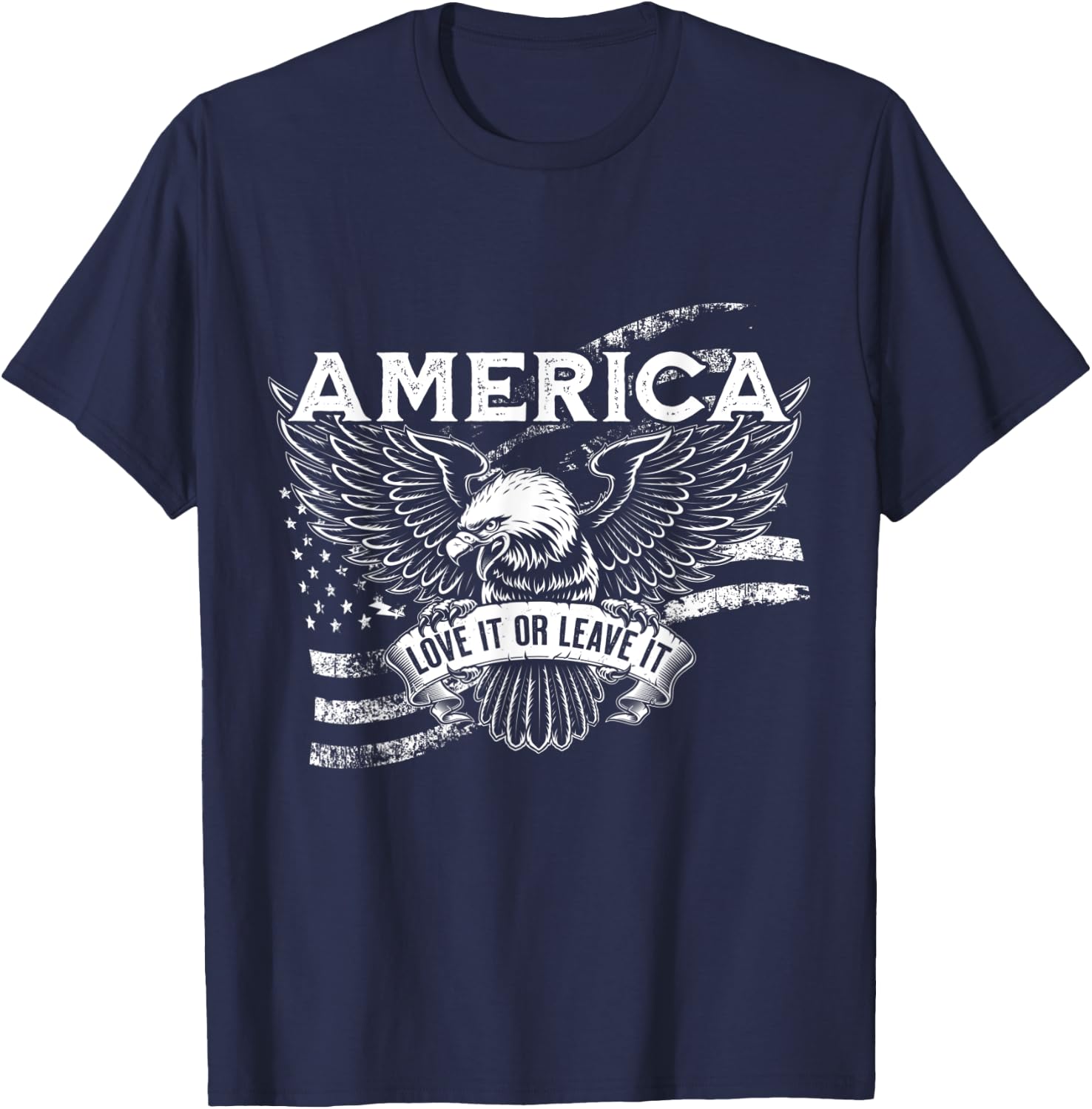 America Love It Or Leave It Patriotic Eagle and Flag Men T-Shirt - T-Shirt | Navy
