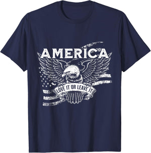 America Love It Or Leave It Patriotic Eagle and Flag Men T-Shirt - T-Shirt | Navy