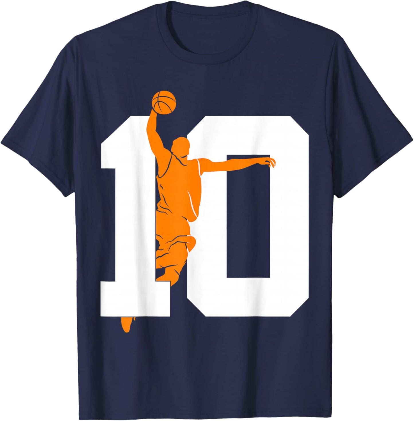 Number 10 Years Basketball 10th Birthday T-Shirt - T-Shirt | Navy