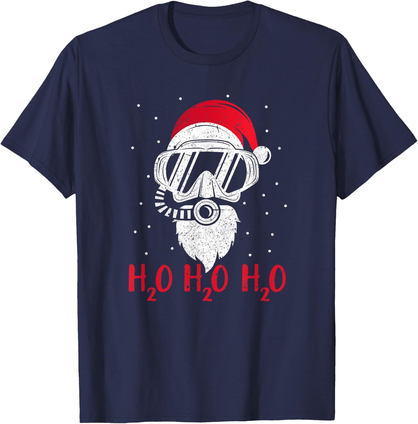 Diving Santa H2O H2O H2O funny Christmas Dive XMAS T-Shirt - T-Shirt | Navy