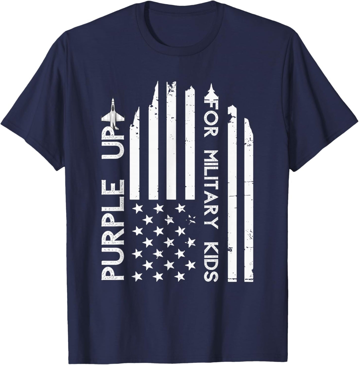 Purple Up For Military Kids Adult Shirt Military Child Month T-Shirt - T-Shirt | Navy
