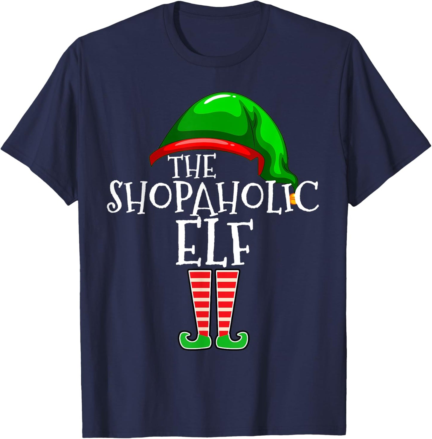 Shopaholic Elf Family Matching Group Christmas Gift Shopping T-Shirt - T-Shirt | Navy