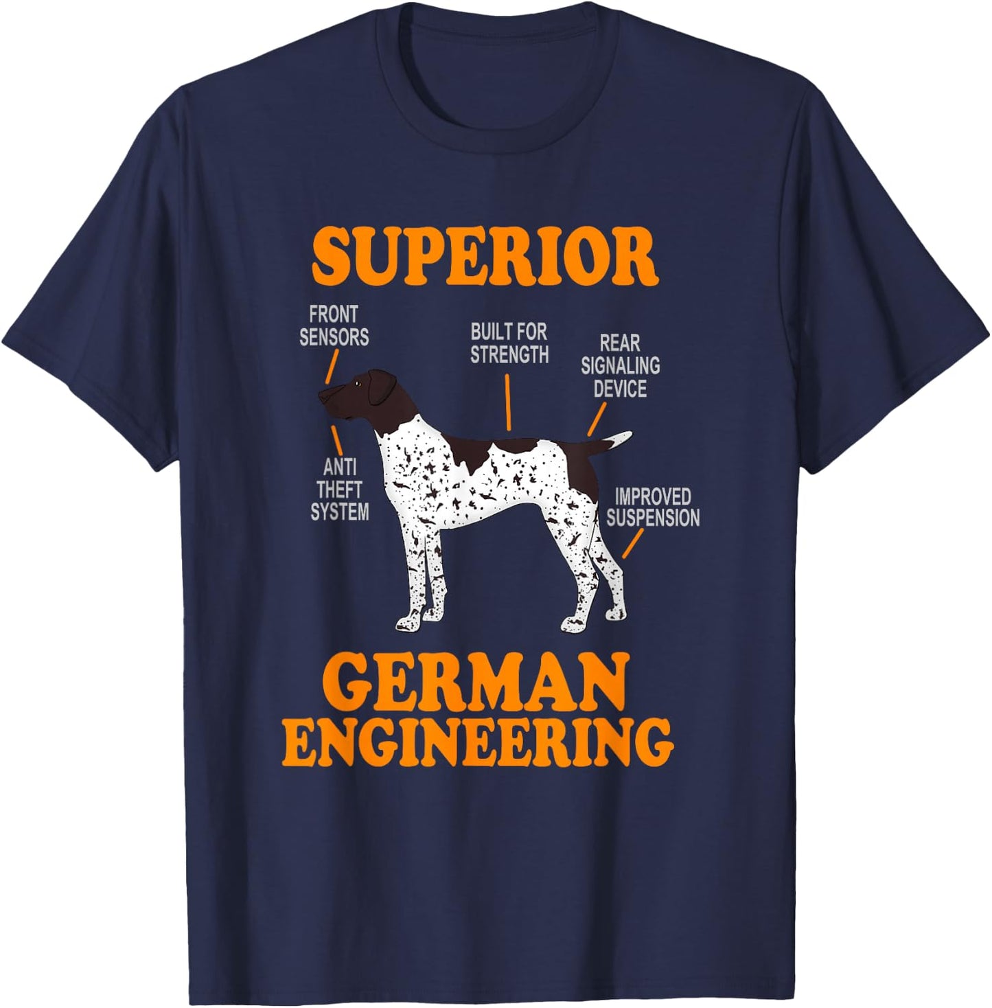 German Shorthair Pointer Funny | Dog Silhouette T-Shirt - T-Shirt | Navy