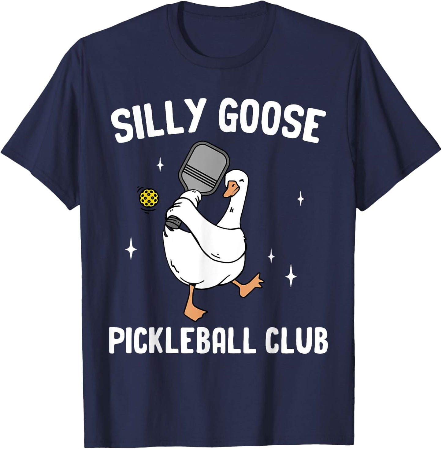 Silly Goose Pickleball Club Pickleball Player Goose Animal T-Shirt - T-Shirt | Navy