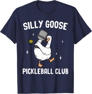 Silly Goose Pickleball Club Pickleball Player Goose Animal T-Shirt - T-Shirt | Navy