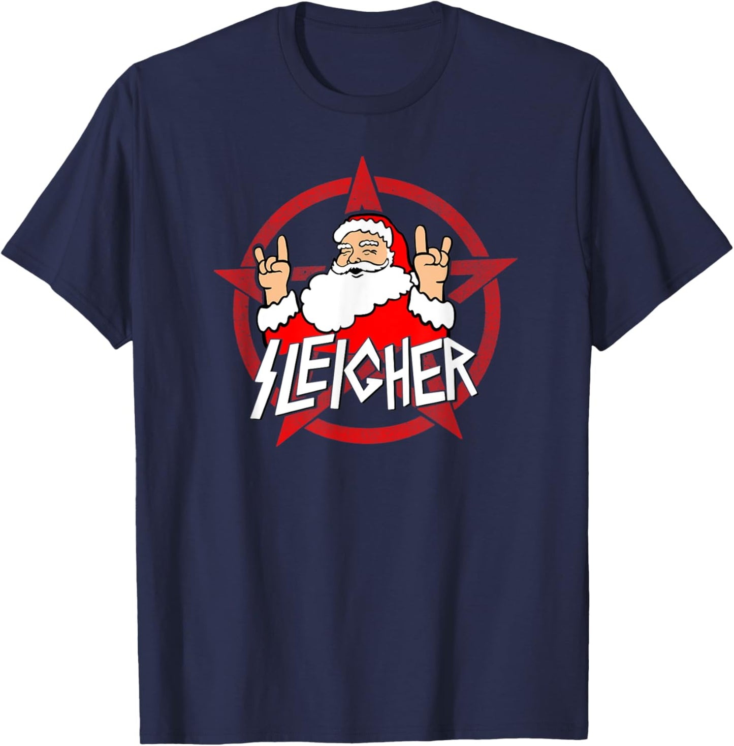 Santa Sleigher Funny Christmas Design for Metalheads T-Shirt - T-Shirt | Navy