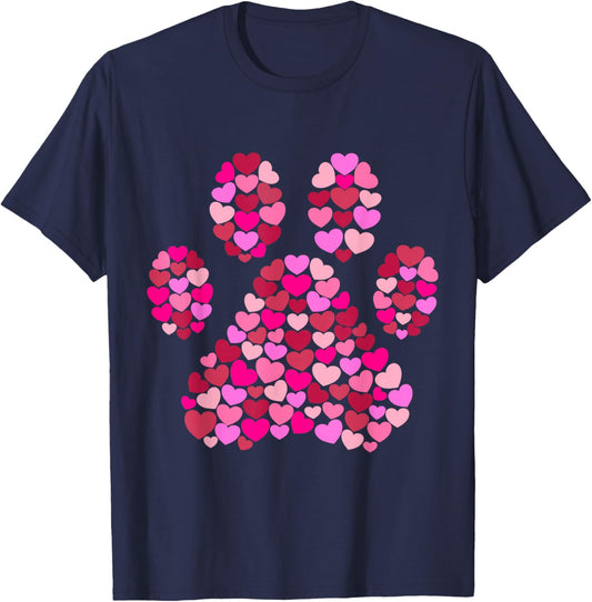 Paw Print Hearts Dog Lover Gift Men Women Girls Kids T-Shirt - T-Shirt | Navy