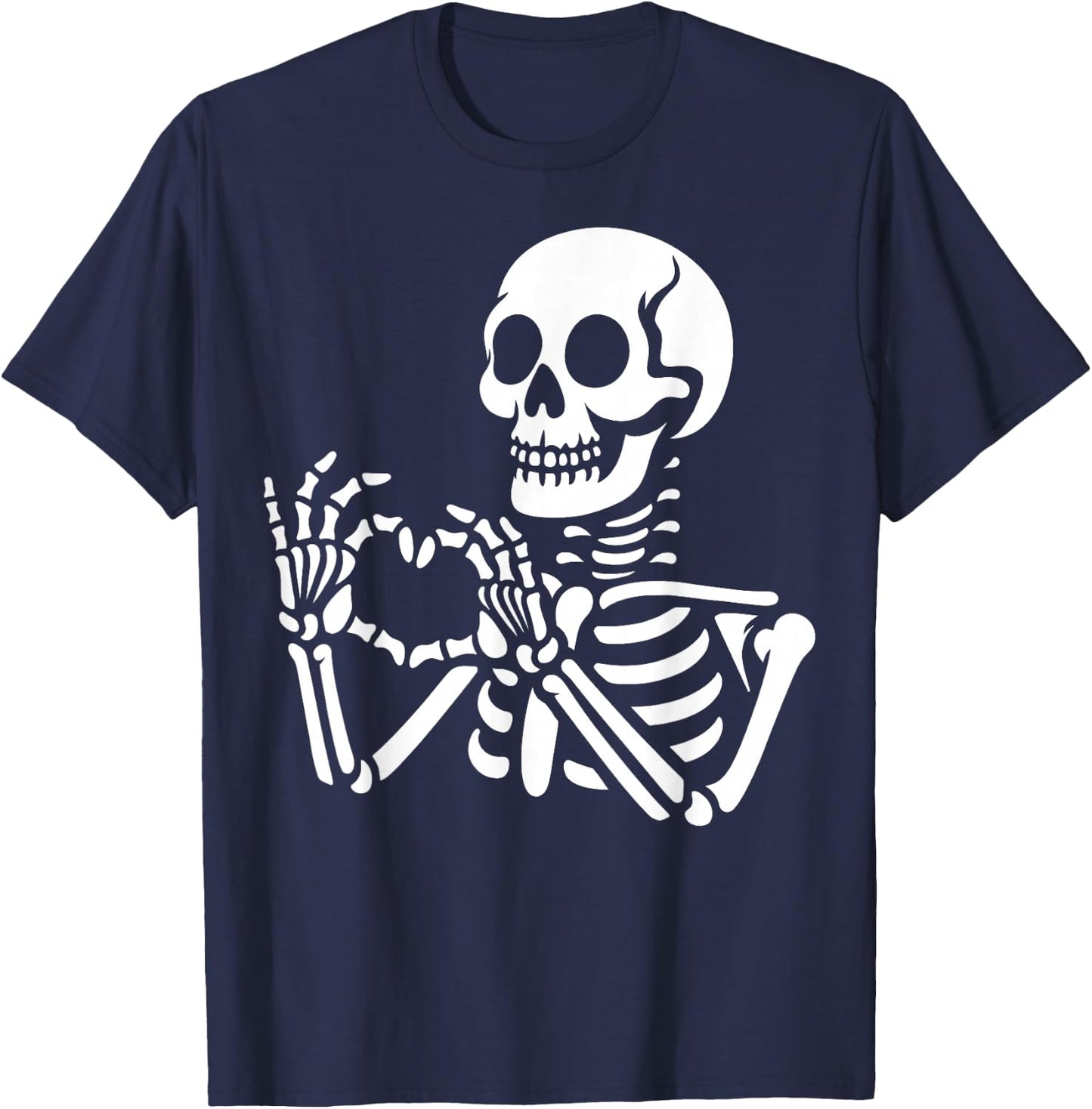 Skeleton Hands Heart Sign Retro Halloween Skeleton Hand Sign T-Shirt - T-Shirt | Navy