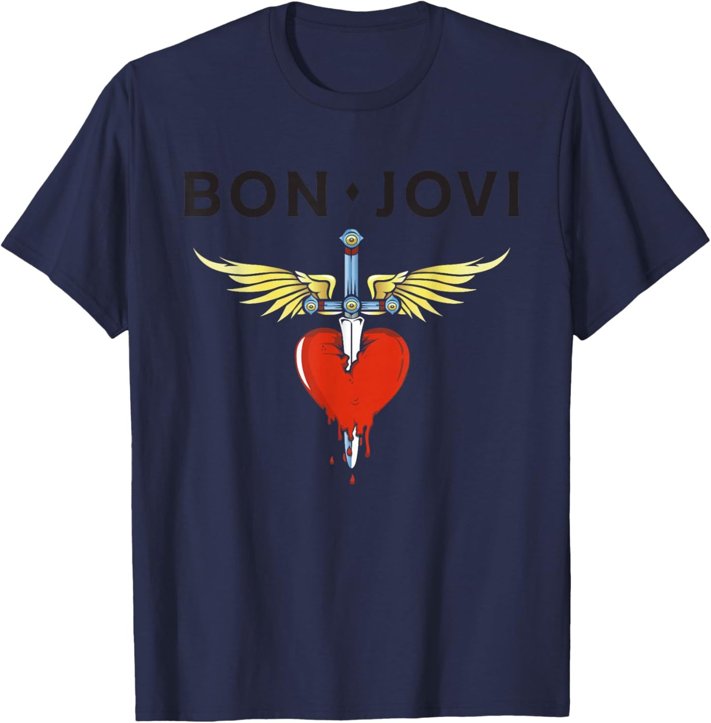 Offizieller Bon Jovi Herzdolch T-Shirt - T-Shirt | Navy