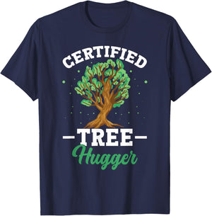 Certified Tree Hugger Environmentalist Conservationist T-Shirt - T-Shirt | Navy