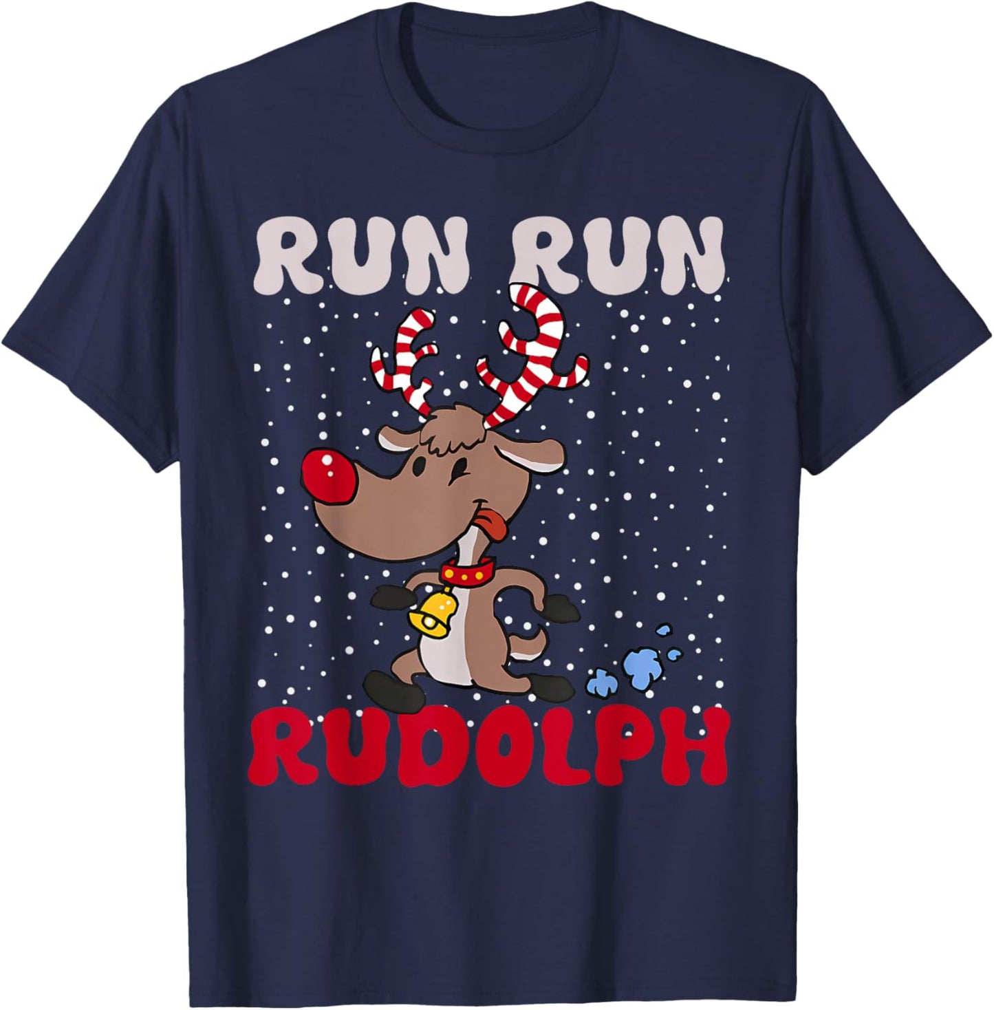 Cute Rudolph Christmas for Holiday Run T-Shirt - T-Shirt | Navy