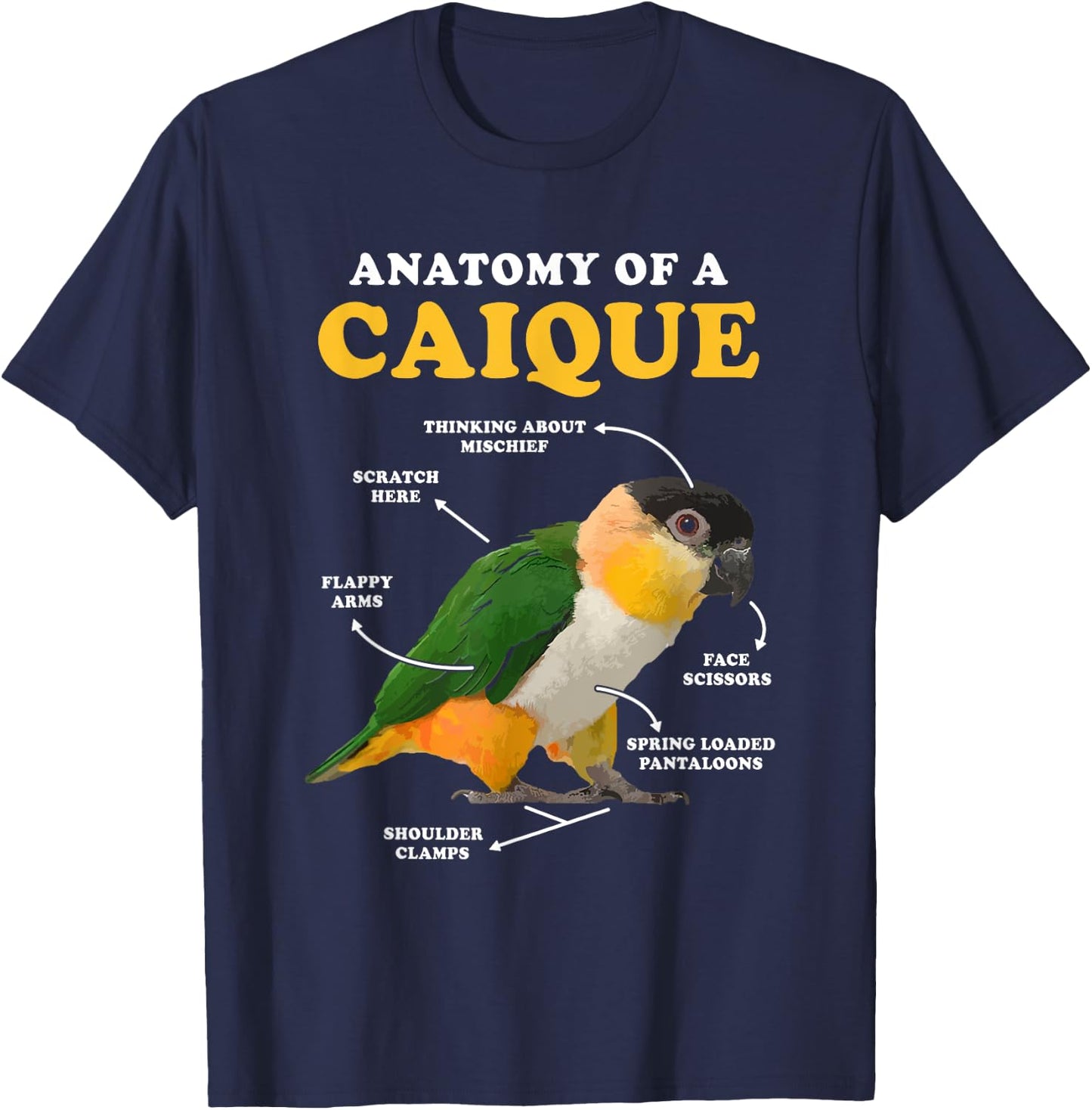Anatomy Of A Caique Bird Animal Pet Zookeeper T-Shirt - T-Shirt | Navy