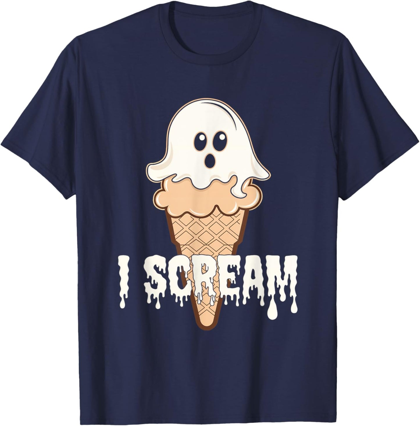 I Scream Ice Cream Ghost Halloween Costume Spooky T-Shirt - T-Shirt | Navy
