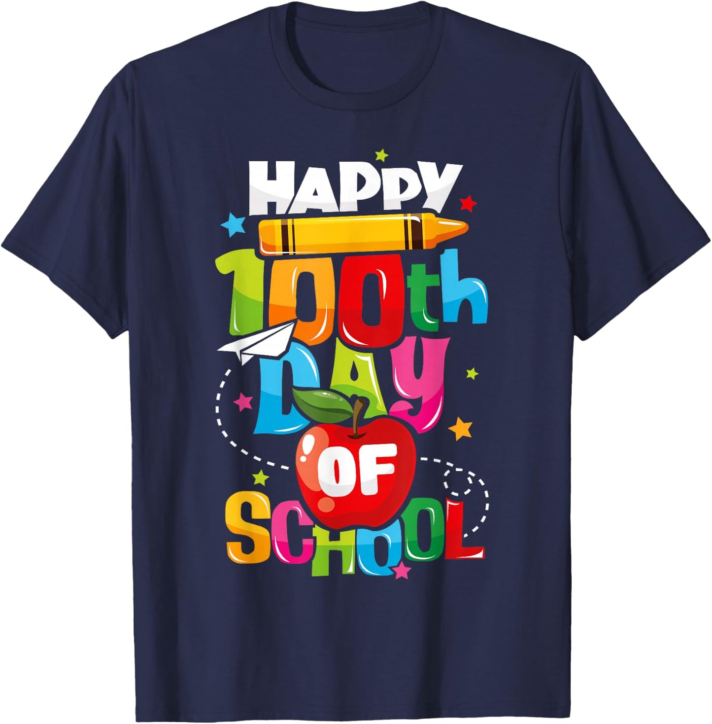 100th Day of School Teachers Kids Child Happy 100 Days T-Shirt - T-Shirt | Navy