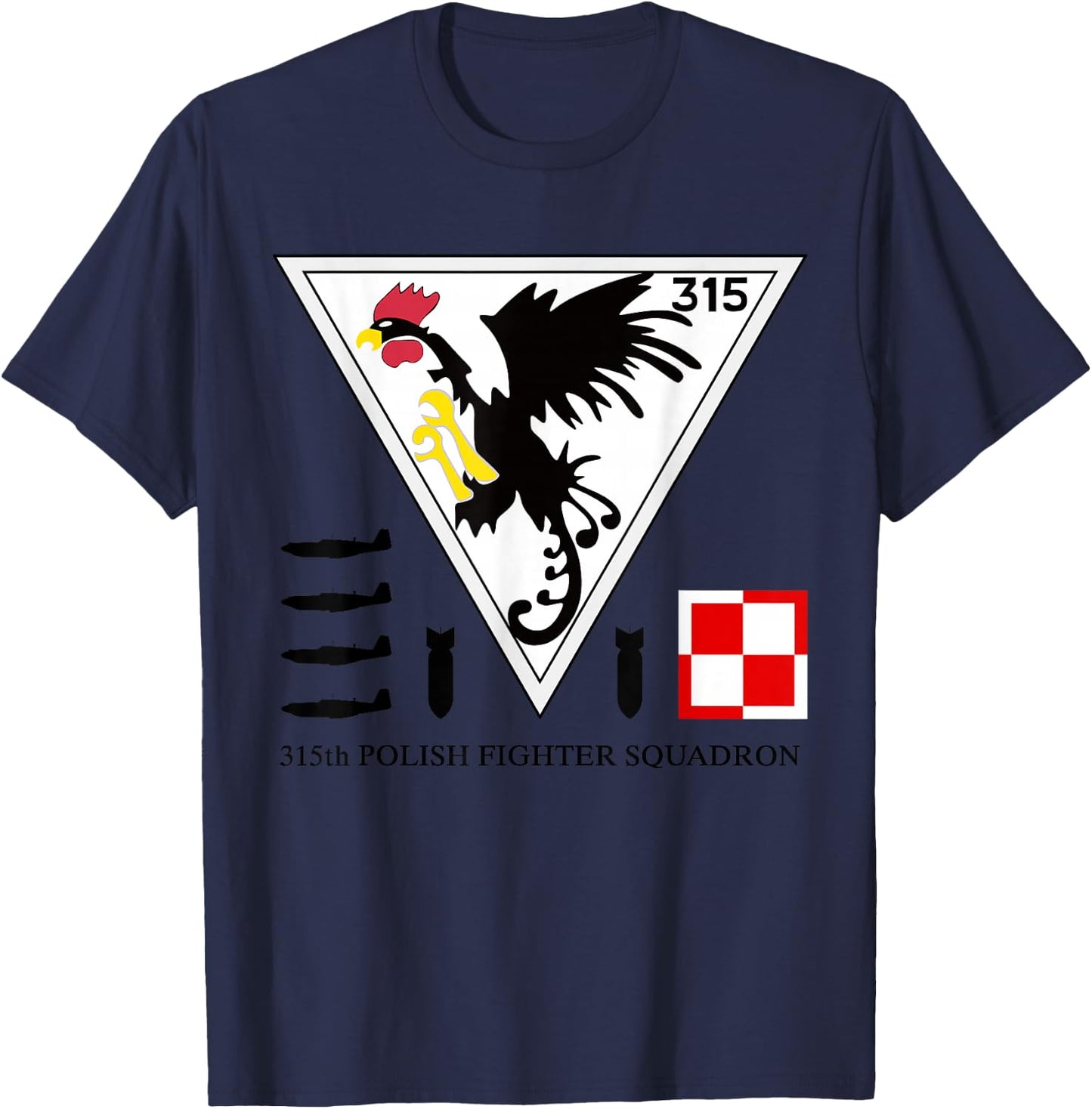 315th Polish Fighter Squadron Poland Air Force T-Shirt - T-Shirt | Navy