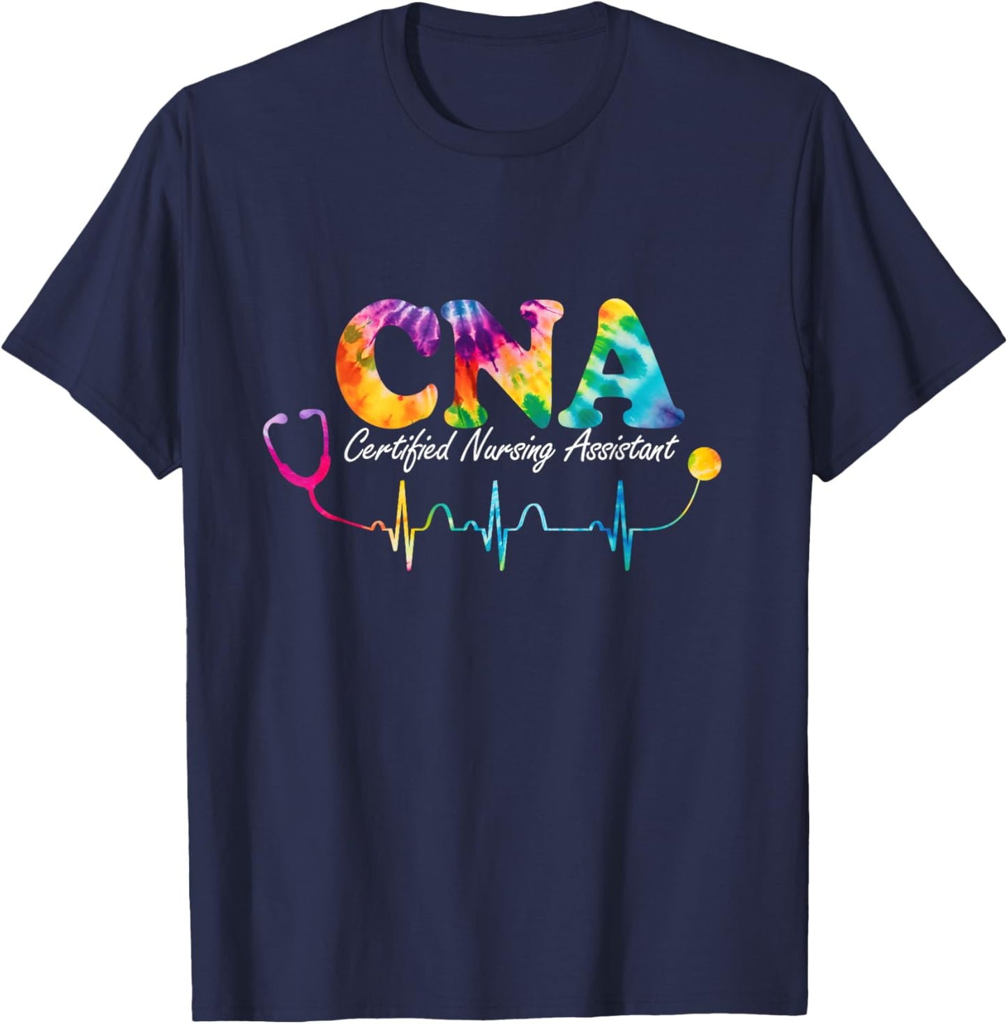 Certified Nursing Assistant Tie Dye CNA Nurse T-Shirt - T-Shirt | Navy