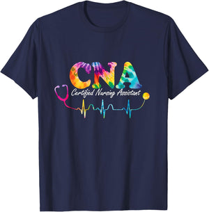 Certified Nursing Assistant Tie Dye CNA Nurse T-Shirt - T-Shirt | Navy