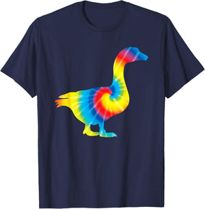 Tie Dye Goose Rainbow Print Waterfowl Hippie Peace Gift T-Shirt - T-Shirt | Navy