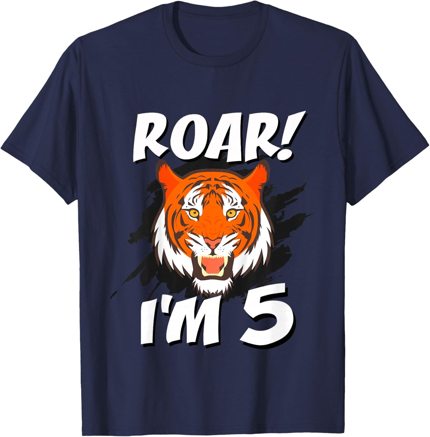 5 Year Old Tiger Birthday Party Tigers Roar Safari 5th Gift T-Shirt - T-Shirt | Navy