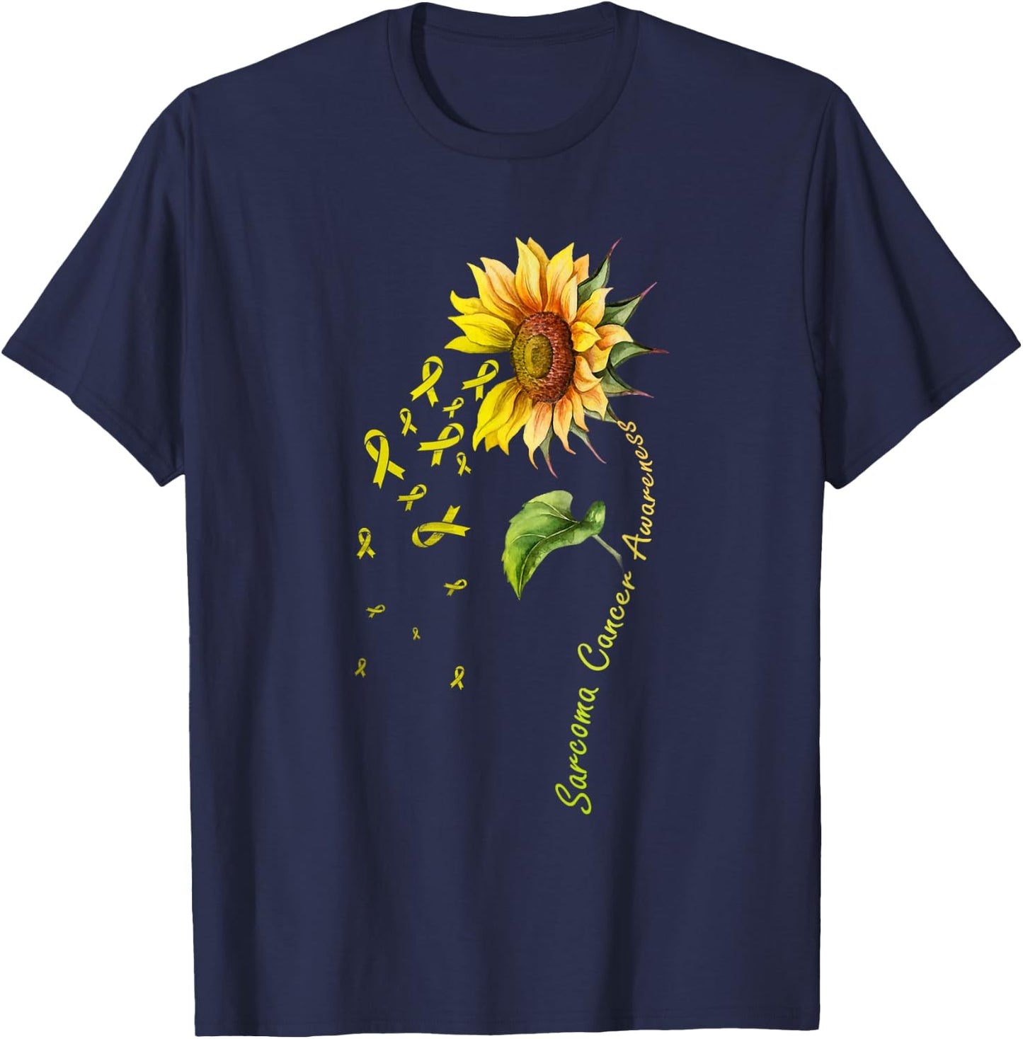 Sarcoma Cancer Awareness Sunflower Shirt T-Shirt - T-Shirt | Navy