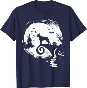 Boston Terrier And Moon Halloween Costume Dog Lover Funny T-Shirt - T-Shirt | Navy