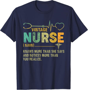 Vintage Nurse Definition Funny Nurse Knows More Than She Say T-Shirt - T-Shirt | Navy