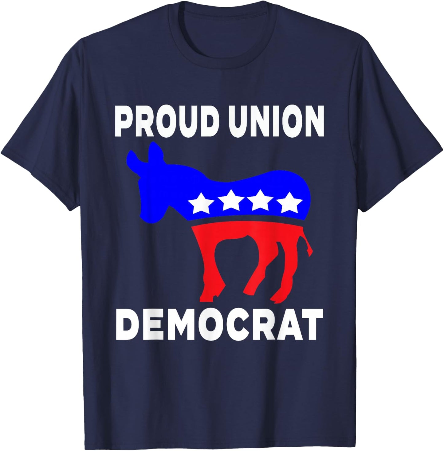 Democrat Party Donkey Proud Union Member With USA Flag Women Men T-Shirt - T-Shirt | Navy
