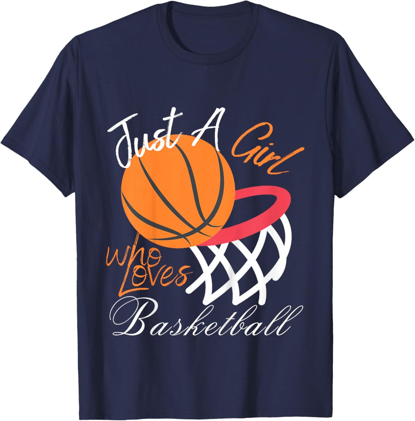 Kids Just A Girl Who Loves Basketball Funny Basketball Girls T-Shirt - T-Shirt | Navy