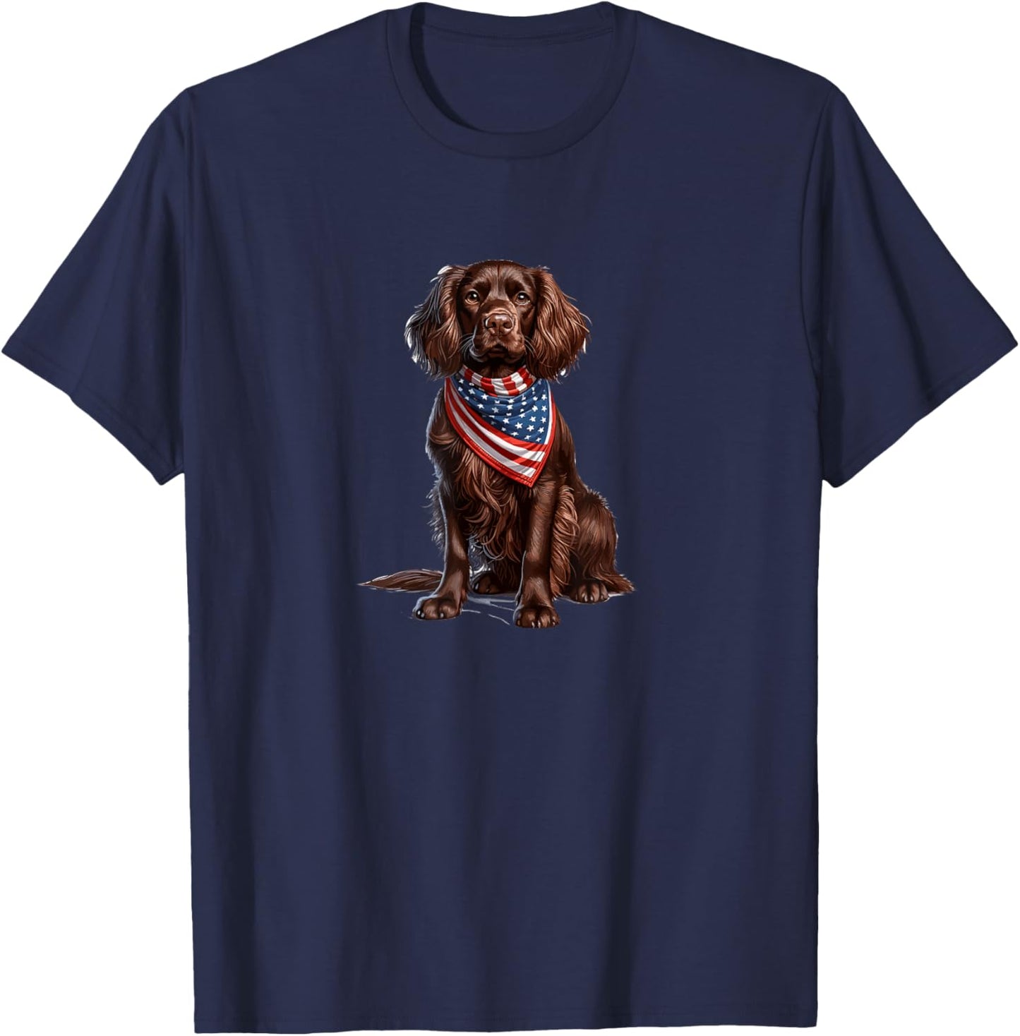 Boykin Spaniel American Bandana Funny Fourth of July America T-Shirt - T-Shirt | Navy