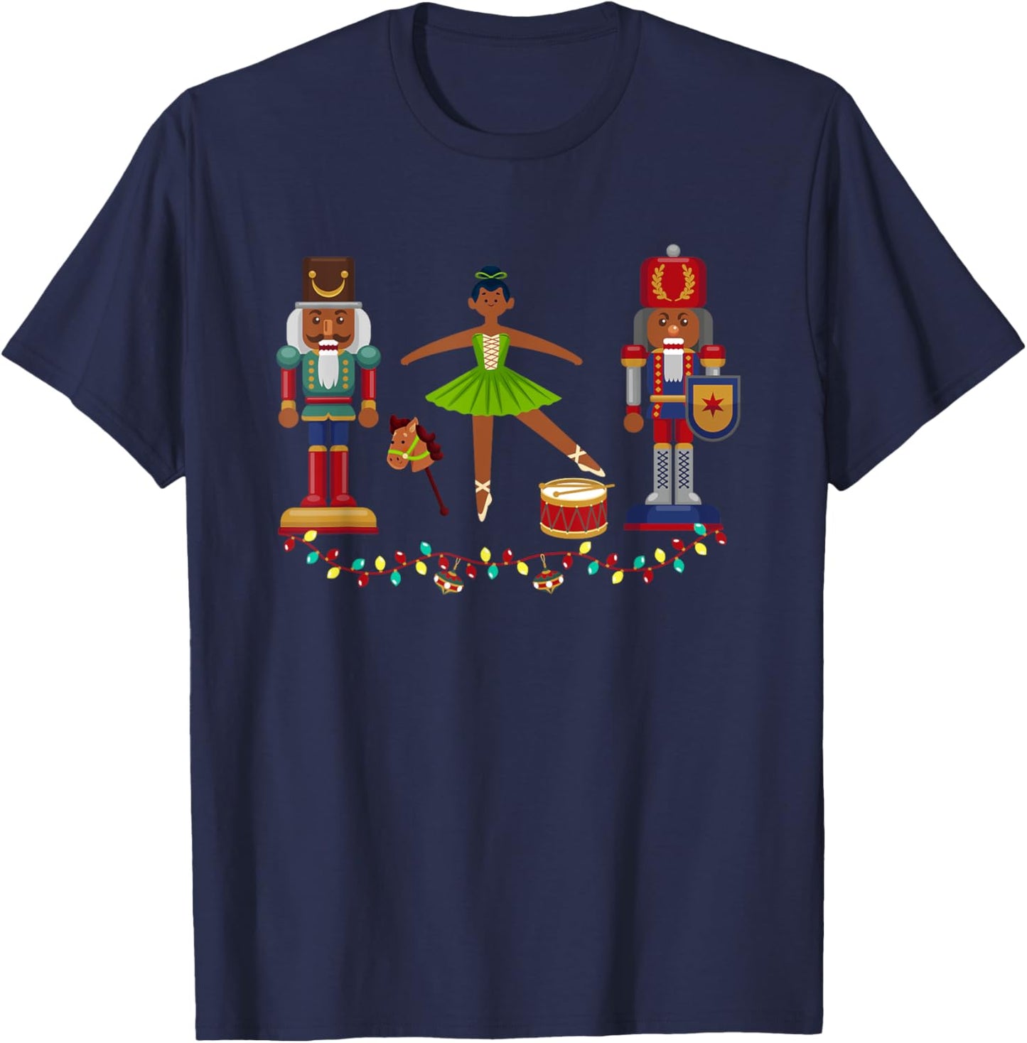 Funny African American Nutcracker Christmas Ballet Dancer T-Shirt - T-Shirt | Navy
