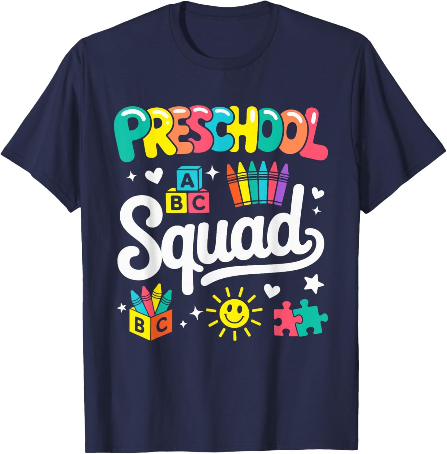 Preschool Squad Back to School Cute Cool Teacher Women Girls T-Shirt - T-Shirt | Navy