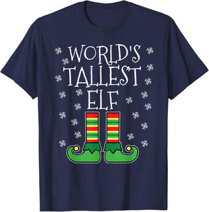 World's Tallest Elf Matching Family Group Christmas Couples T-Shirt - T-Shirt | Navy