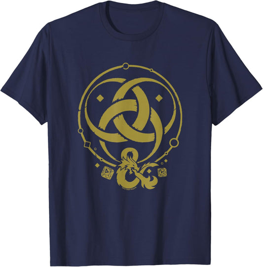 Dungeons & Dragons 50th Anniversary Gold Flame Vintage Logo T-Shirt - T-Shirt | Navy