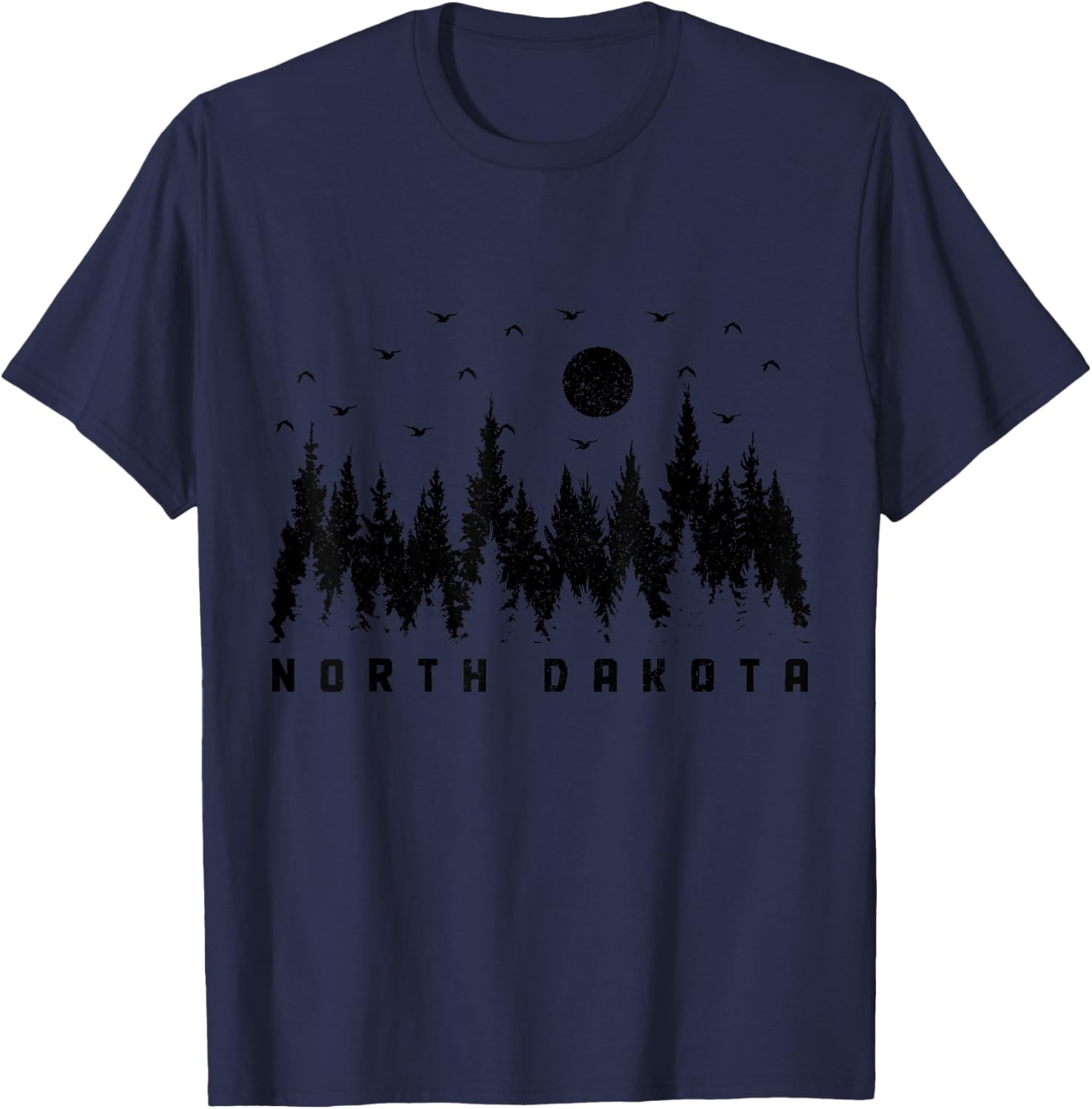 North Dakota Nature Lover Forest Hiking T-Shirt - T-Shirt | Navy