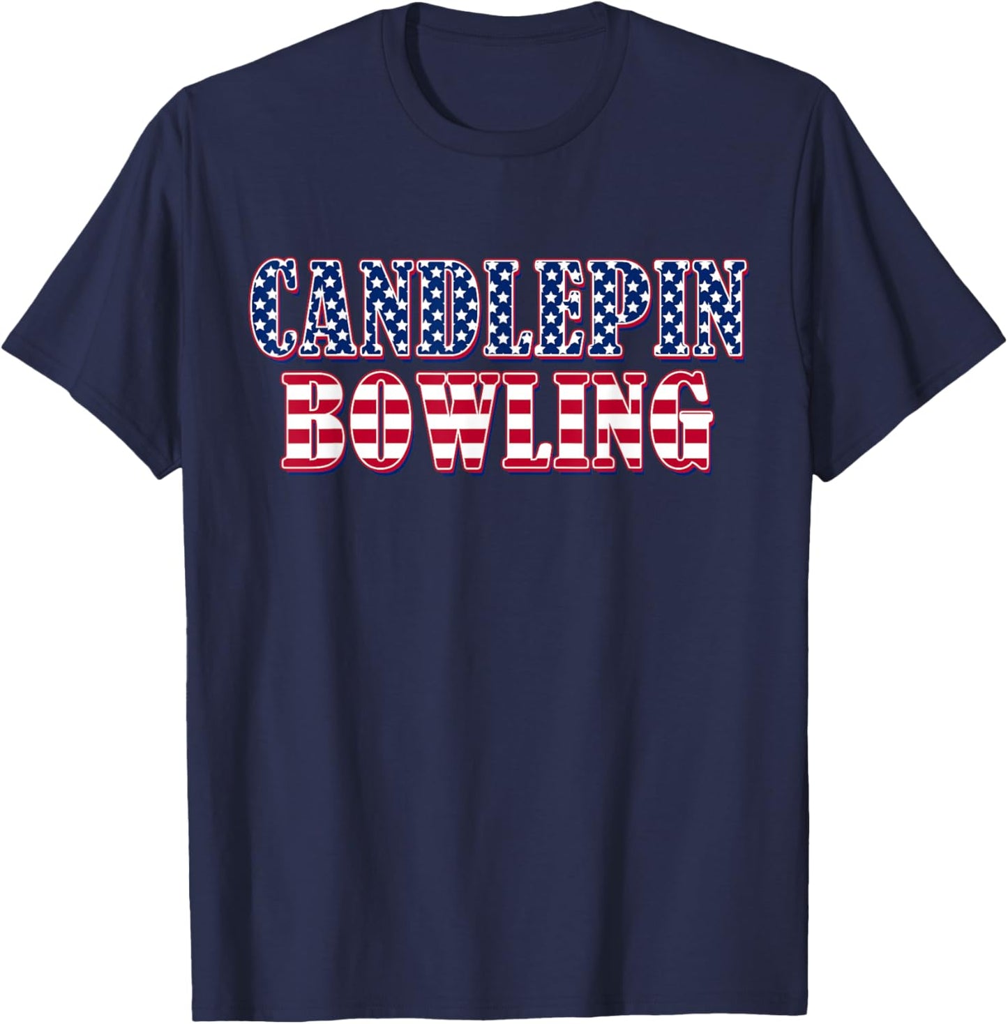 Candlepin Bowling American Flag - Candlepin Bowling T-Shirt - T-Shirt | Navy