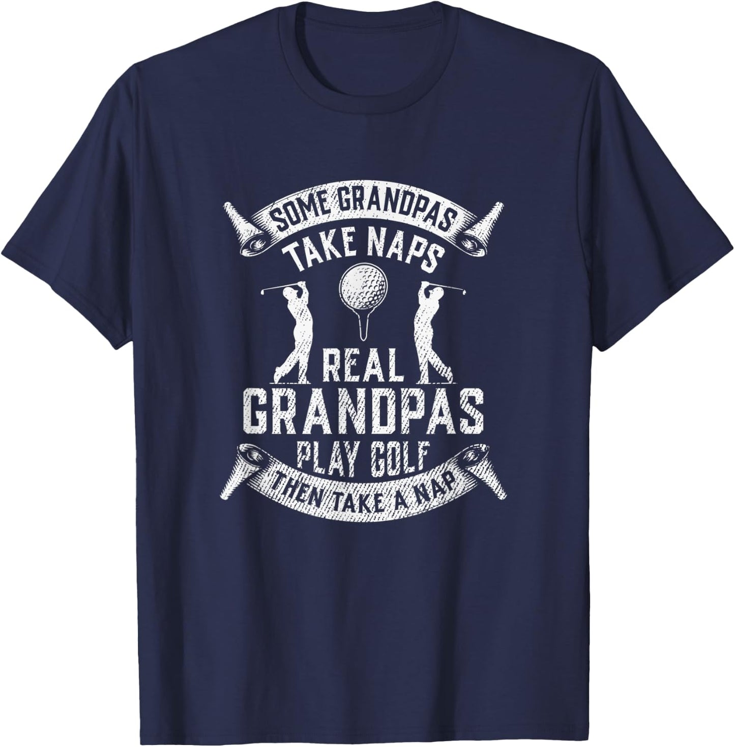 Real Grandpas Play Golf Grandpa Golfer Dad Funny Gift T-Shirt - T-Shirt | Navy