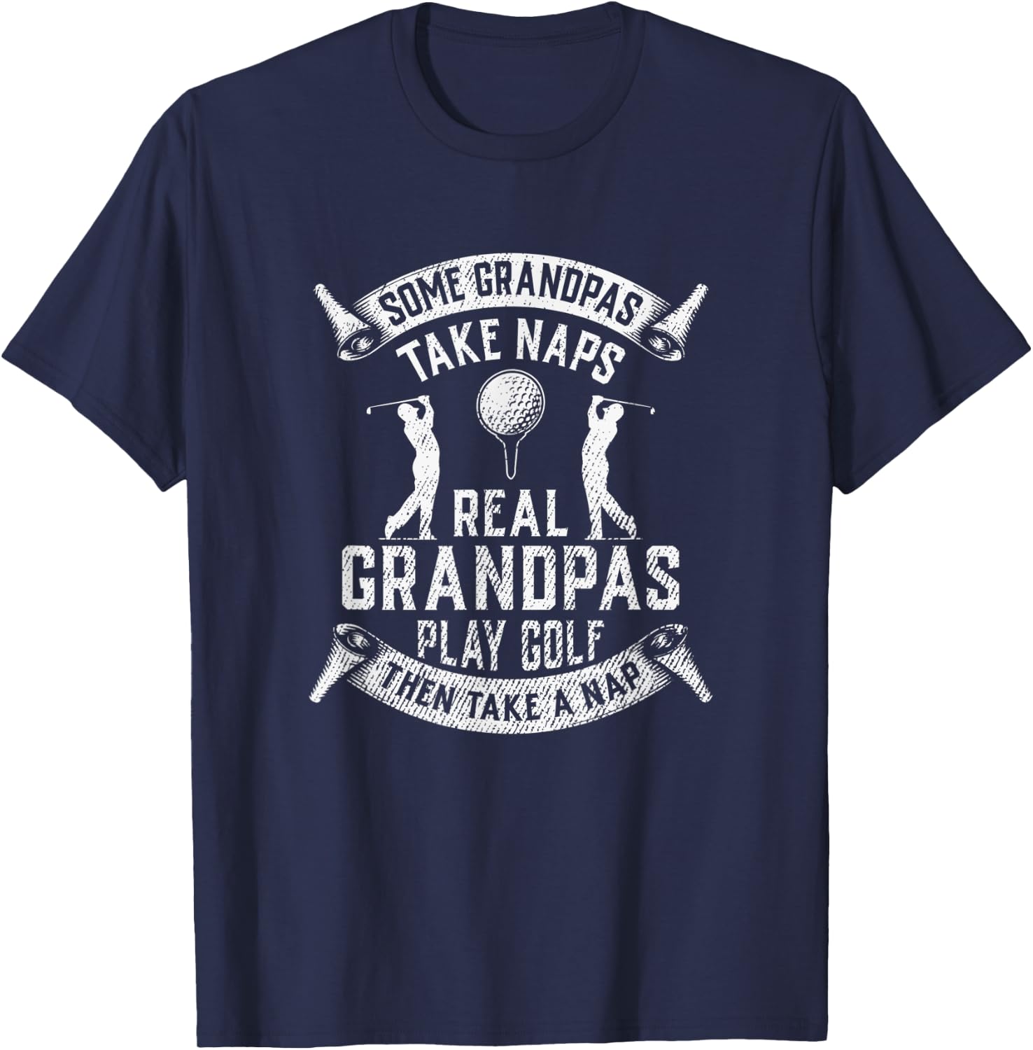 Real Grandpas Play Golf Grandpa Golfer Dad Funny Gift T-Shirt - T-Shirt | Navy