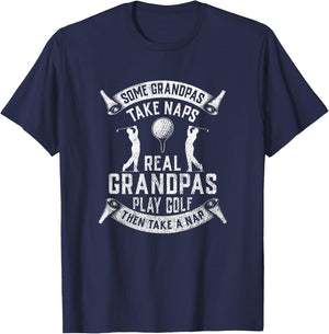 Real Grandpas Play Golf Grandpa Golfer Dad Funny Gift T-Shirt - T-Shirt | Navy