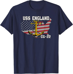 USS England CG-22 Cruiser Veteran Day Son Father Grandpa Dad T-Shirt - T-Shirt | Navy