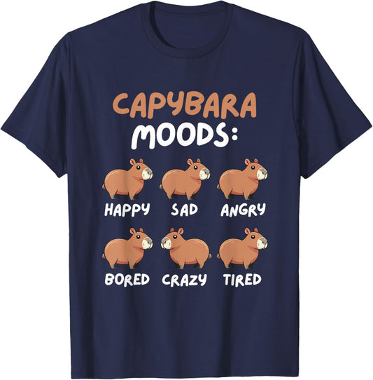 Funny Cute Capybara Moods Children Men Women T-Shirt - T-Shirt | Navy
