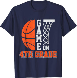 Back To School Game On 4th Grade Funny Basketball Kids T-Shirt - T-Shirt | Navy