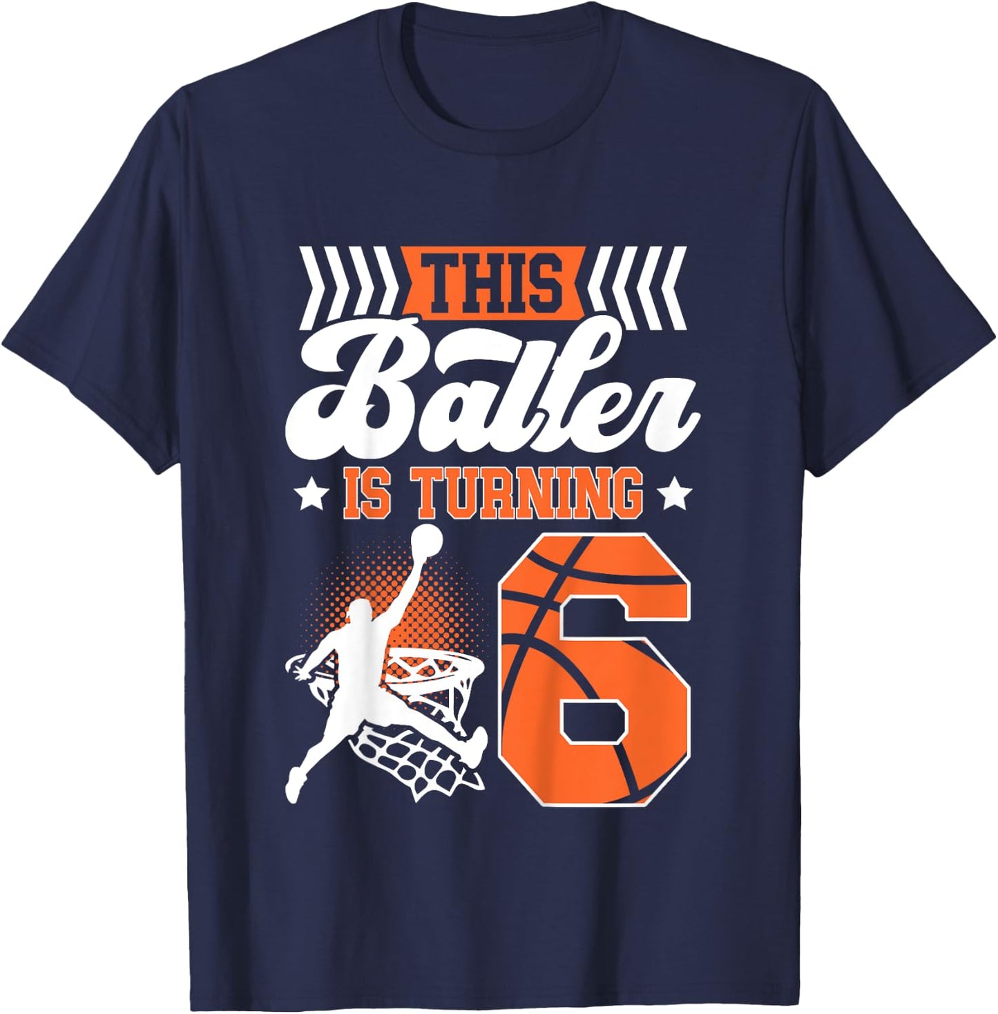 Kids 6th Birthday Basketball 6 Year Old Basketball Boy Birthday T-Shirt - T-Shirt | Navy