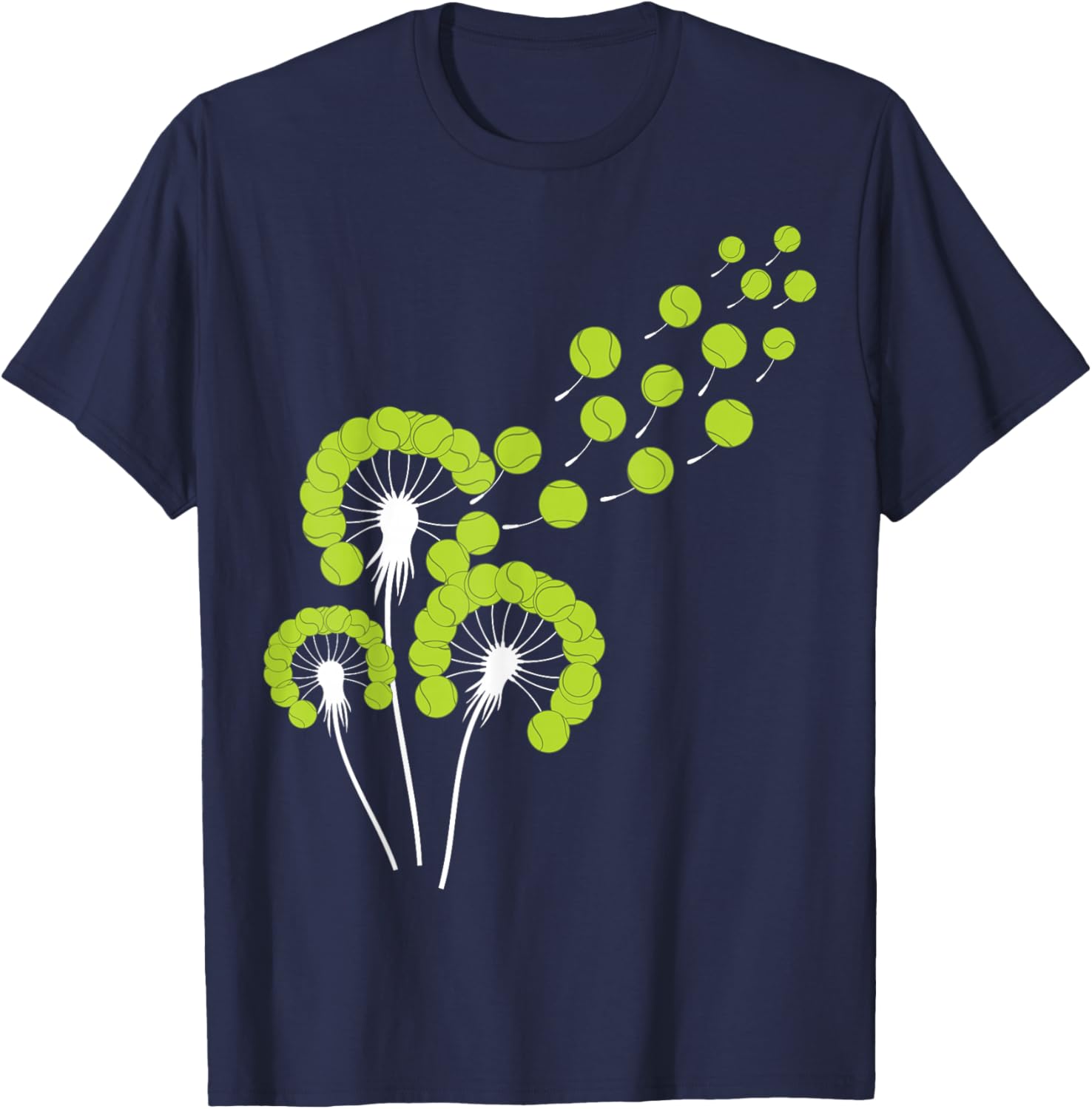 Dandelion Tennis Ball Stuff for Tennis Player | Tennis T-Shirt - T-Shirt | Navy