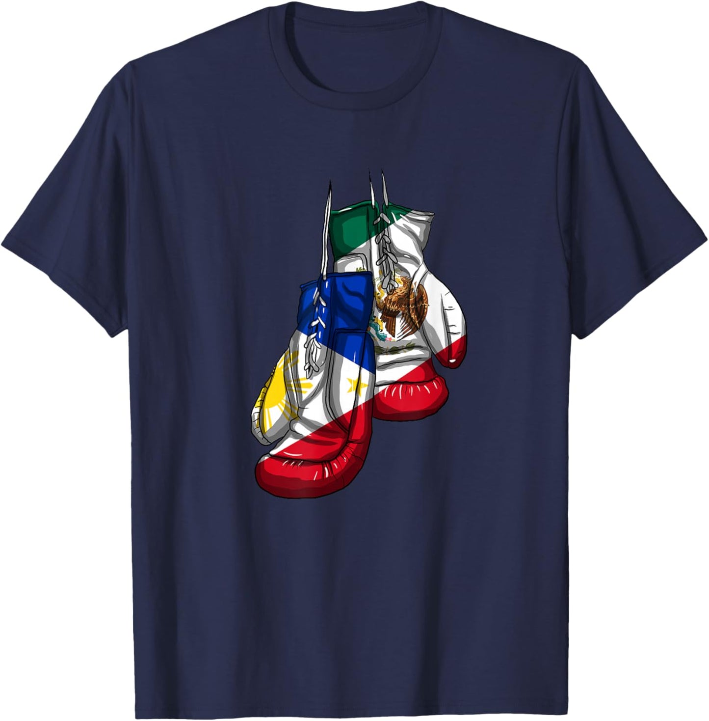Philippines Mexico Filipino Mexipino Flag Day Mexican Boxing T-Shirt - T-Shirt | Navy