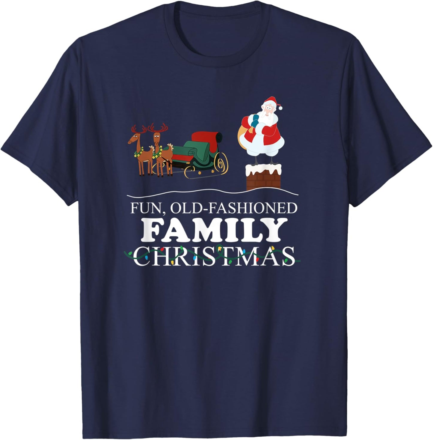 Retro Santa Fun Old Fashioned Family Christmas T-Shirt - T-Shirt | Navy