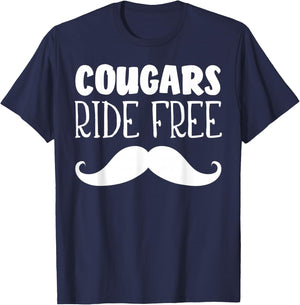 Cougars Ride Free Mustache Rides Cougar Bait T-Shirt - T-Shirt | Navy