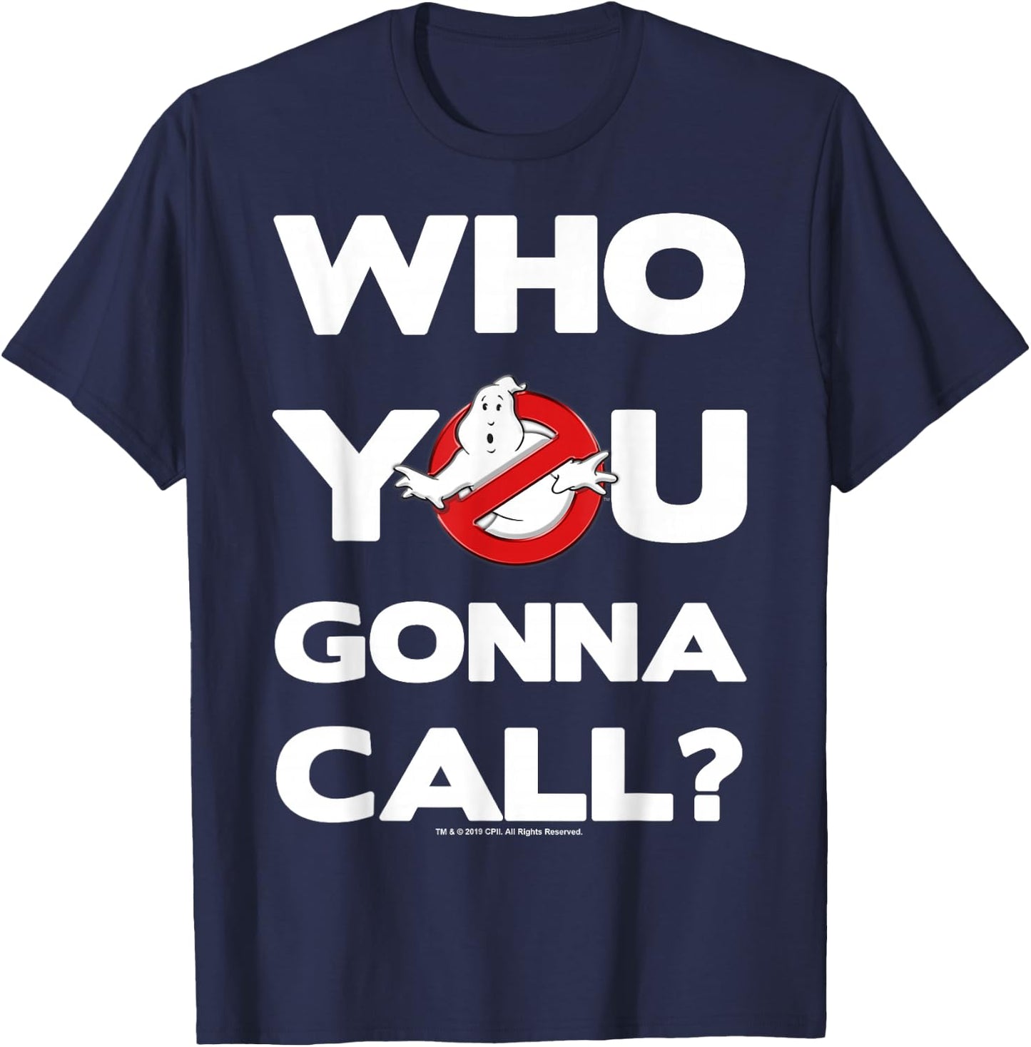Ghostbusters Who You Gonna Call Bold Text Movie Logo T-Shirt - T-Shirt | Navy
